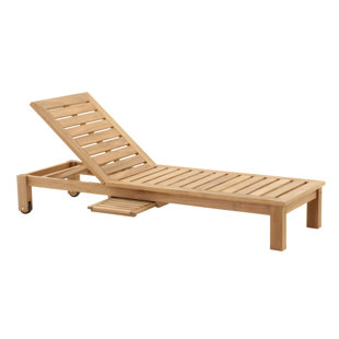 HOKKU DESIGNS Nordic Teak - Aguilar-Ninapaytan Natural Teak Outdoor Chaise Lounger with Side Table 78.74"