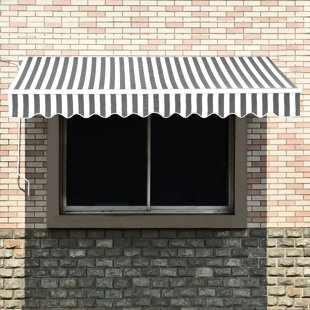 NEWACME LLC Manual Retraction Slope Patio Awning in Gray/White