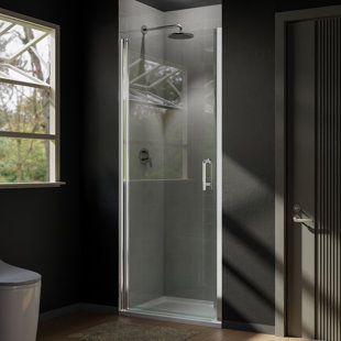 ZACHVO 30" - 31.38" W x 72" H Pivot Frameless Shower Door