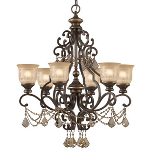 ASTORIA GRAND Tusten 6 - Light Shaded Traditional Chandelier with Crystal Accents