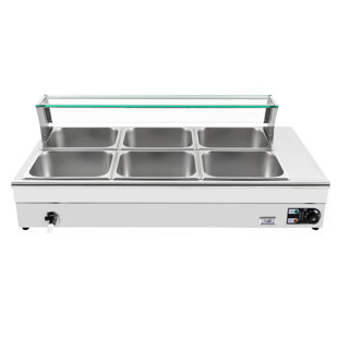 PREP & SAVOUR Bain 1200W Electric Countertop Food Warmer 38/ 19 Quart with Tempered Glass Shield