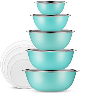 WHYSKO Stainless Steel 5 Piece Nested Mixing Bowl Set