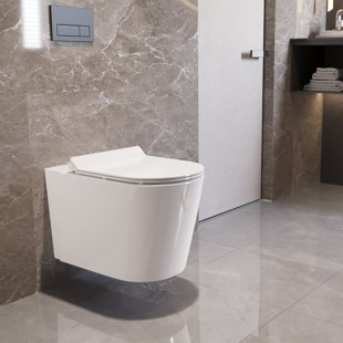 KE KING 1.28 Gallons GPF Elongated Wall Mounted Wall Hung Toilets (Seat Included)