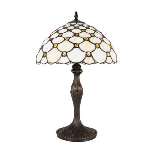 ASTORIA GRAND Goreville Traditional Tiffany Table Lamp with Multiple Circular Beads