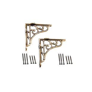 B&M Classic Victorian Scroll Shelf Brackets - Pair In Antique Brass 4X4 Inches
