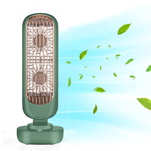 GRAND SERVICO Retro Double-Leaf Tower Fan Desktop Fan Vertical Portable Charging USB Small Fan, Pink