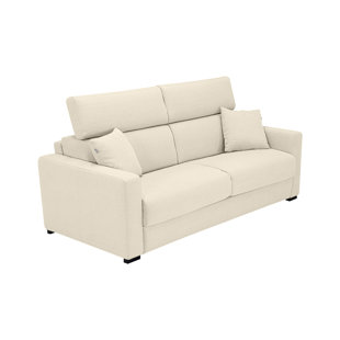 CASA ITALIA FURNITURE Bellinda 81" Italian Top Grain Leather Queen Sofa Bed with Memory Foam Mattress