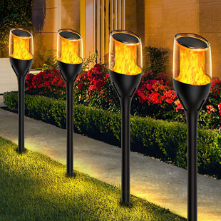 BUCASA Black Low Voltage Solar Powered Integrated LED Pathway Light Pack (Set of 6)