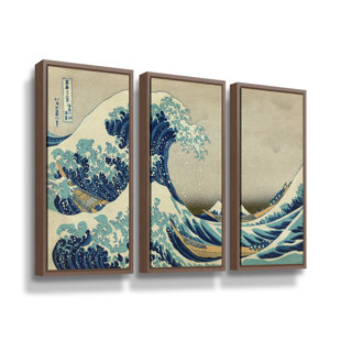 VAULT W ARTWORK " The Great Wave Off Kanagawa " by Katsushika Hokusai 3 - Pieces