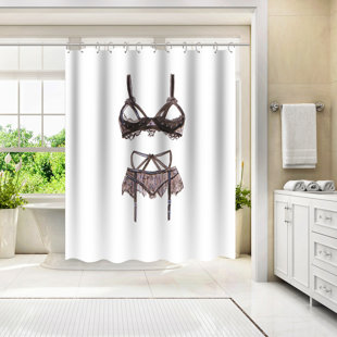 GROVELANE 71" x 74" Shower Curtain, Black Underwear by Alison B Illustrations