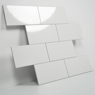 COLAMO 12" x 12" Pure White PVC Peel and Stick Subway Tile