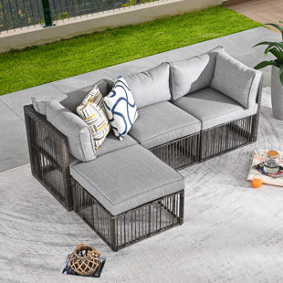 FESTIVAL DEPOT 74.8'' Wicker Outdoor Patio Sectional