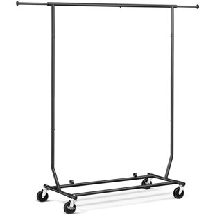 REBRILLIANT Dwight Metal Adjustable Rolling Clothing Rack