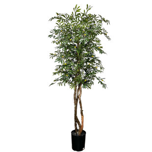 Hand-Made Cypress & Alabaster 6.5'' Deluxe Artificial Olive Tree
