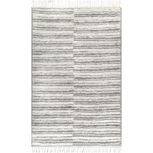Arvin Olano x Rugs USA Fred Striped Shag Gray Area Rug
