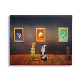STUPELL INDUSTRIES " Funny Dog Museum Gallery Animals " by Lucia Heffernan Painting Print