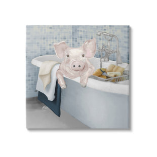 STUPELL INDUSTRIES " Pig Bathing Bathroom Tub Animal " by Elizabeth Medley