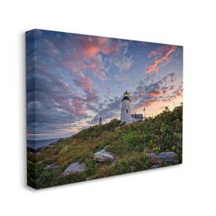 STUPELL INDUSTRIES " Nautical Lighthouse Pink Clouds Landscape " by Rick Berk