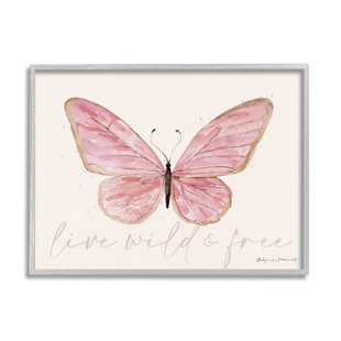 STUPELL INDUSTRIES " Live Wild And Free Pink Butterfly " by Stephanie Workman Marrott