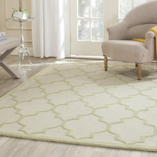 CANORA GREY Rotteck Handmade Tufted Wool Ivory/Light Green Rug