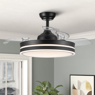 DRDINGRU 42'' Black LED Bowl Ceiling Fan Light Kit