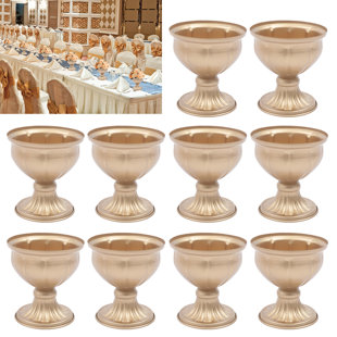 FUNTEN 10 Pack Gold Metal Vase Small Wedding Flower Stand Desk Decor