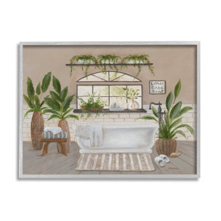STUPELL INDUSTRIES " Lather Rinse Soak Bathroom Greenery " by Pam Britton