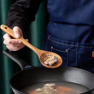 AIRPJ 8 -Piece Wood Cooking Spoon Set with Utensil Crock