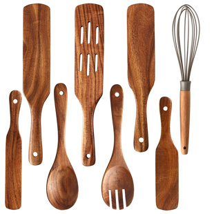 AIRPJ 8 -Piece Wood Cooking Spoon Set