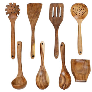 AIRPJ 8 - Piece Wood Cooking Spoon Set