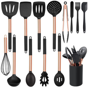 AIRPJ 14 Piece Cooking Utensil Set with Utensil Crock