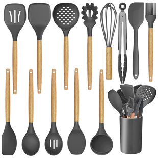AIRPJ 14 Piece Cooking Utensil Set with Utensil Crock