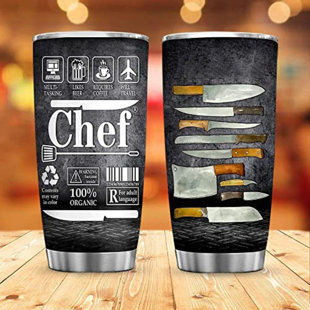 TEEXCORP Chef Label Personalized 20Oz Tumbler, Chef Tumbler, Cold Coffee Tumbler, Tea Tumbler, Tea Tumbler With Lid, Travel Tumbler, 20Oz Tumbler, The Office Tumbler, Tumbler Gifts Va
