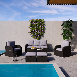 BELLA DEPOT 7 Piece Rattan Sofa Seating Group with Cushions