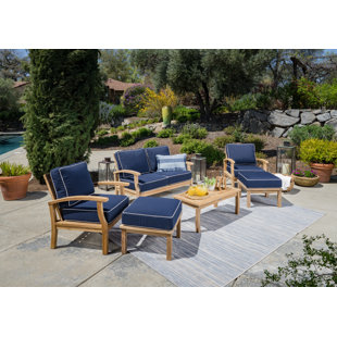 TORTUGA OUTDOOR 6 Piece Teak Sofa Seating Group with Sunbrella Cushions
