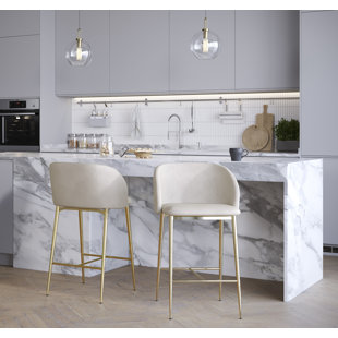 LUMISOURCE Upholstered Counter Stool with Metal Frame