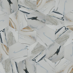 MEROLA TILE Marmaris Hex 9" x 10" Porcelain Marble Look Wall & Floor Tile