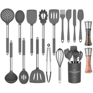AIRPJ 17 Piece Cooking Utensil Set with Utensil Crock