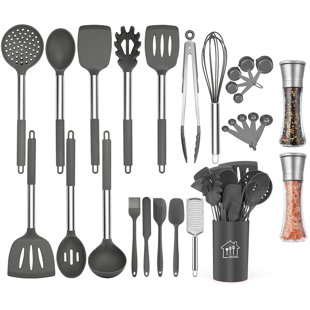 AIRPJ 28 Piece Cooking Utensil Set with Utensil Crock