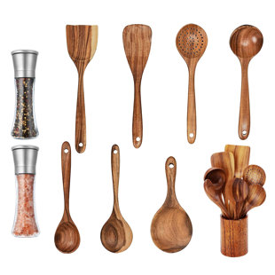 AIRPJ 10 Piece Cooking Utensil Set with Utensil Crock