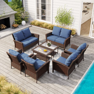 ALPHAMARTS 6 Piece Rattan Seating Group with Cushions
