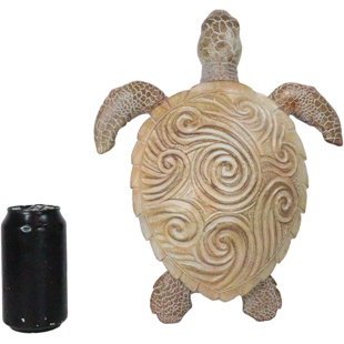 BAY ISLE HOME™ Hanlin Large Nautical Coastal Marine Life Swimming Sand Colored Sea Turtle with Oceanic Swirls Shell Wall Decor Hanging Plaque Figurine