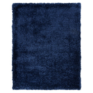 GERTMENIAN Delos Flokati Modern Solid Navy Blue Plush Polypropylene Shag 4x6 Area Rug