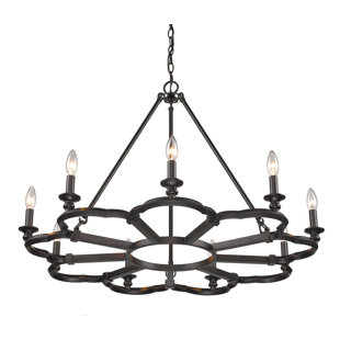 TRENT AUSTIN DESIGN® Westminster 9 - Light Dimmable Wagon Wheel Chandelier