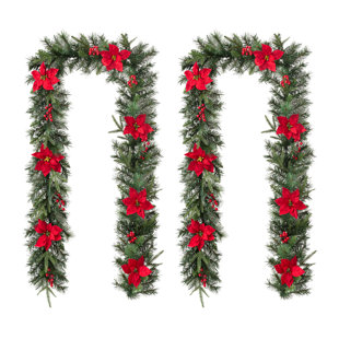 THE TWILLERY CO.® Soperton 2-Piece 9' Pre-Lit Christmas Garland with 70 Warm Lights and Timer