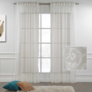 LILIJAN HOME & CURTAIN Cream Lace Classic Sheers Curtain Panels,Sheer Window Curtain,Shabby Chic (Set of 2)