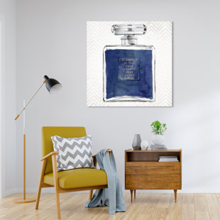 Wynwood Studio Fashion and Glam Modern Canvas Art - Blue Glam Perfume Wall Art for Home Decor