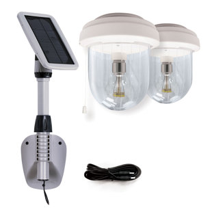 GAMA SONIC Light My Shed IV Solar LED Area Light with 2-Light Integrated Bright White Light Bulb