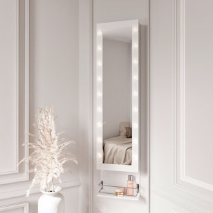 CARME HOME Wall MDF Jewelry Armoire with Mirror