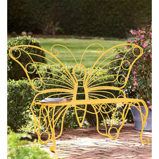 PLOW & HEARTH Metal Butterfly Garden Bench
